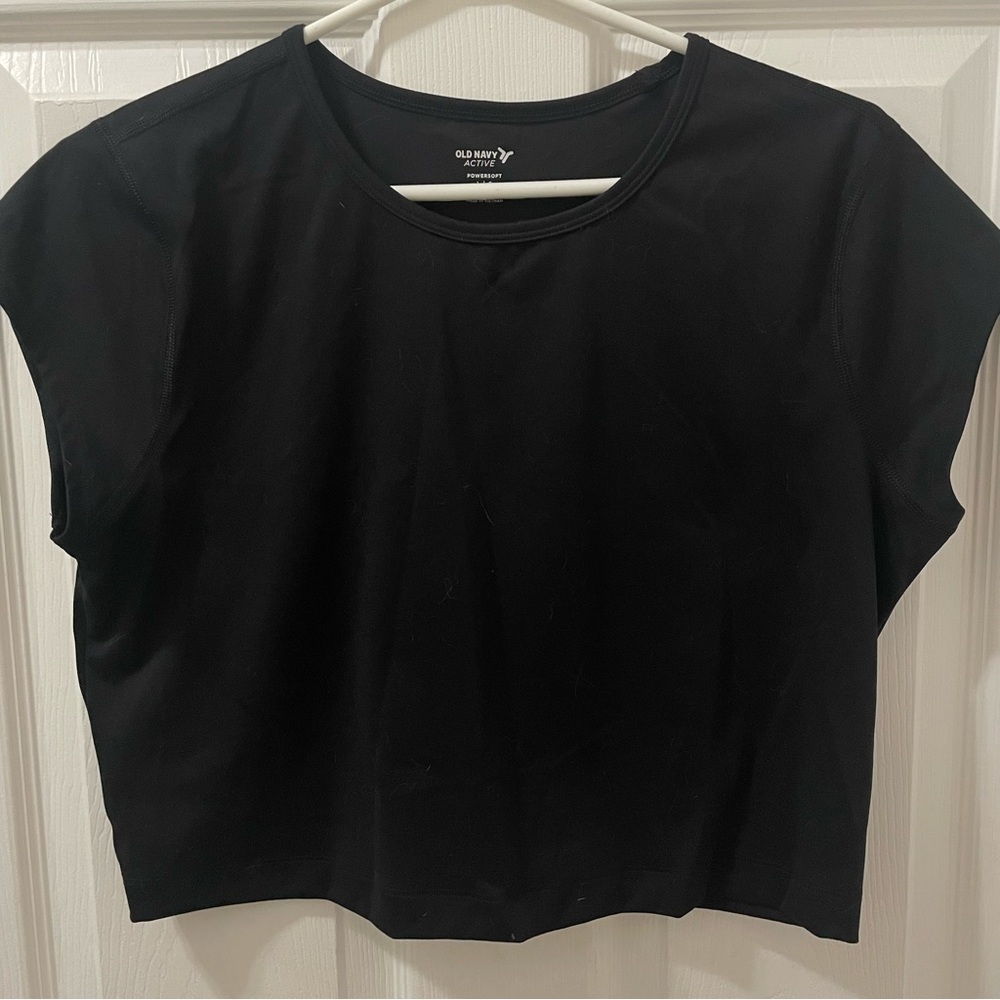 Old Navy Powersoft Black Cropped Tee - Women's Active Short Sleeve